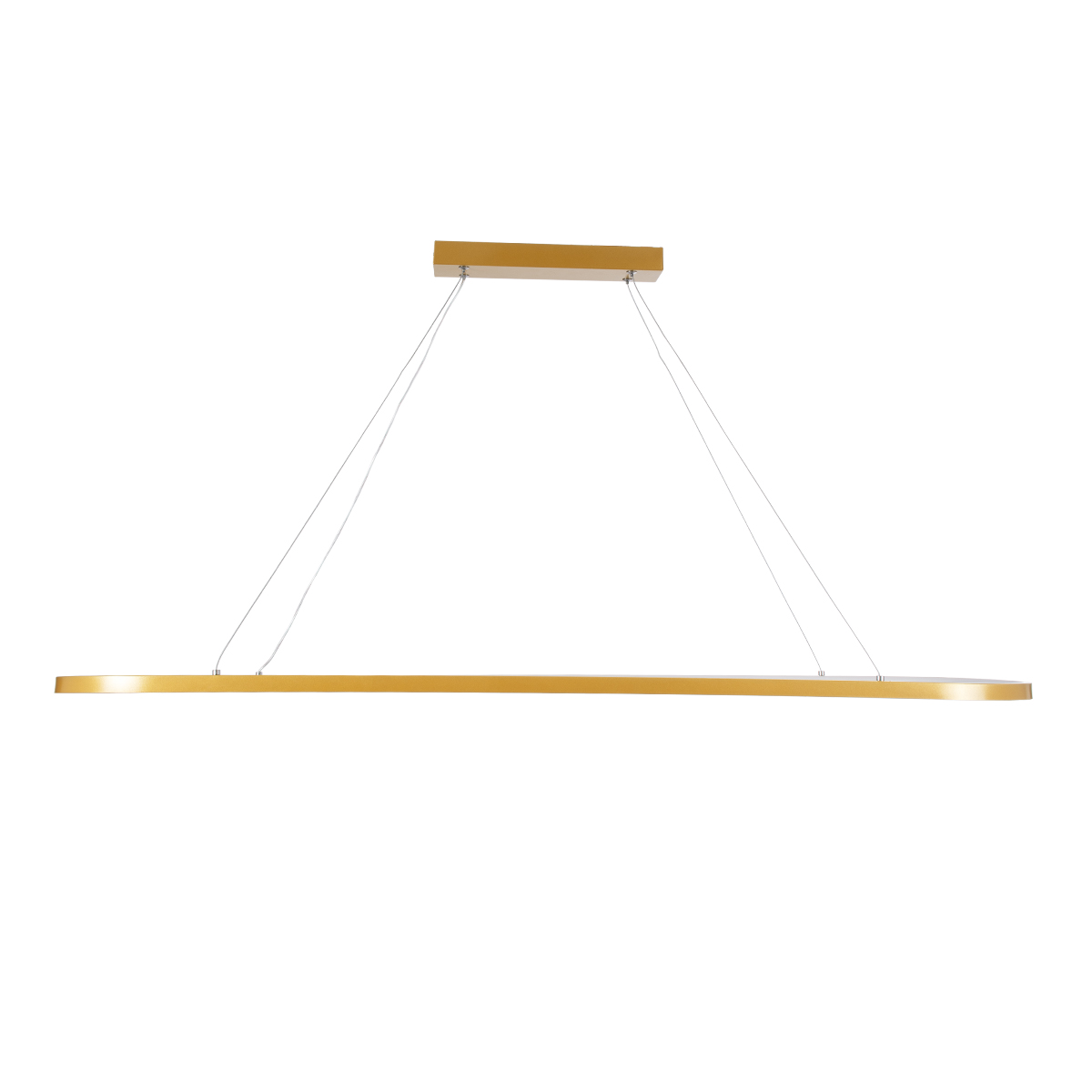 GloboStar® BOLIVAR 61274 Κρεμαστό Φωτιστικό Οροφής Design LED CCT 54W 6210lm 300° AC 220-240V - Εναλλαγή Φωτισμού μέσω Τηλεχειριστηρίου All In One Ψυχρό 6000k+Φυσικό 4500k+Θερμό 2700k Dimmable Μ120 x Π30 x Υ2cm - Χρυσό Βούρτσας - 3 Years Warranty