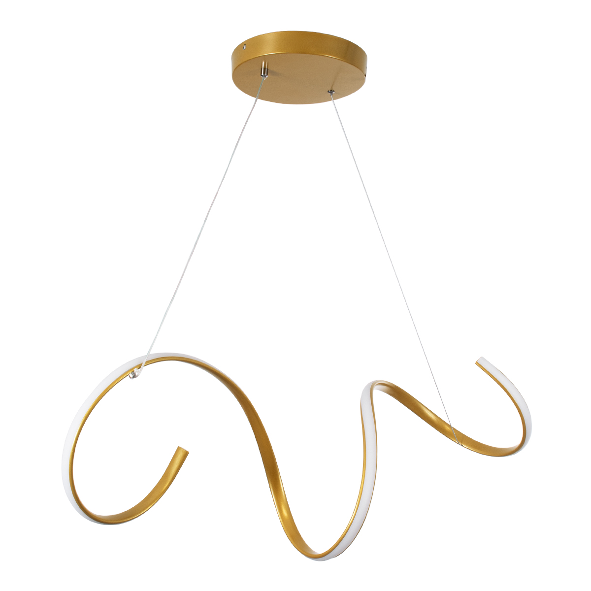 GloboStar® SPIRALE 61286 Κρεμαστό Φωτιστικό Οροφής Design LED CCT 75W 8400lm 300° AC 220-240V - Εναλλαγή Φωτισμού μέσω Τηλεχειριστηρίου All In One Ψυχρό 6000k+Φυσικό 4500k+Θερμό 2700k Dimmable Μ72 x Π25 x Υ30cm - Χρυσό Βούρτσας - 3 Years Warranty