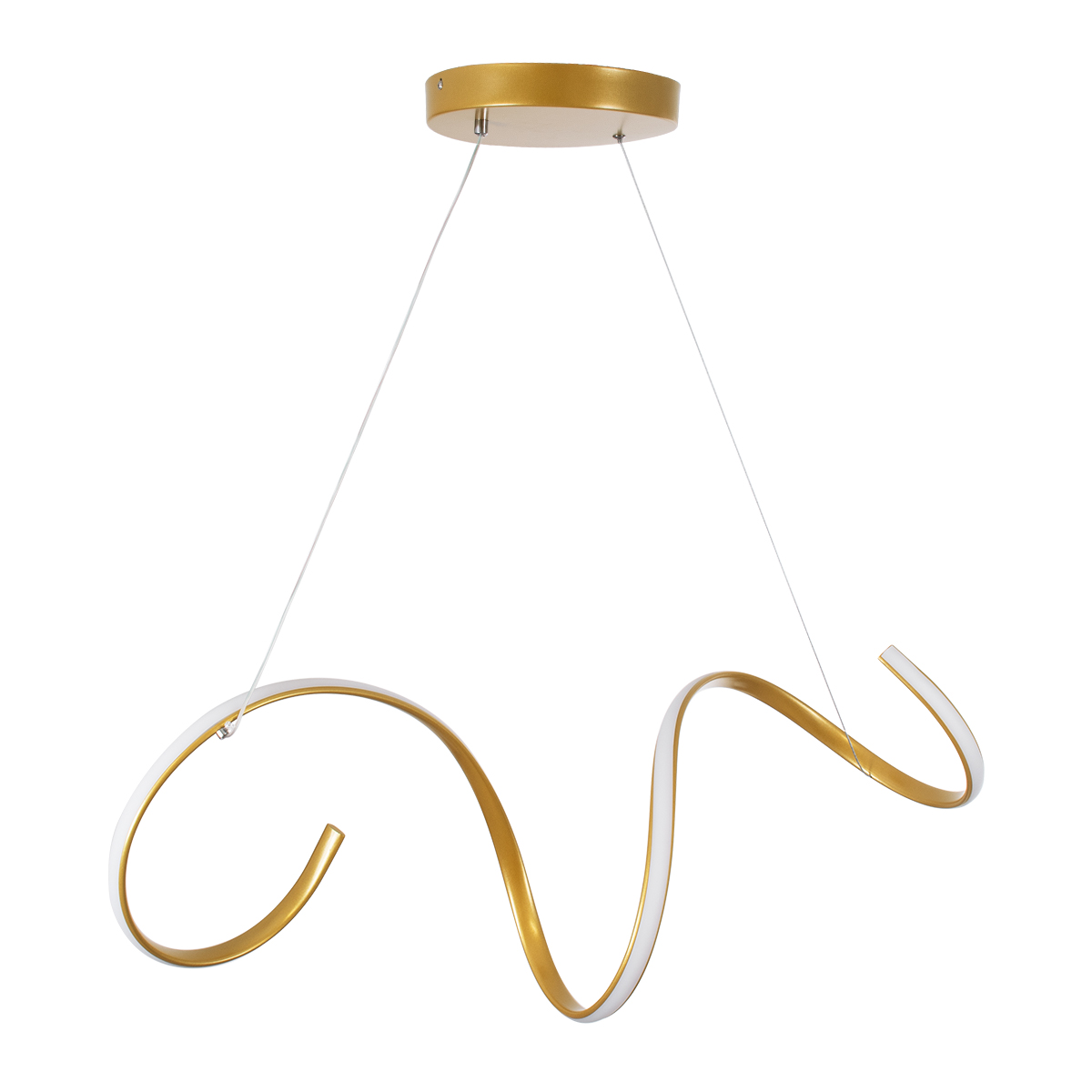 GloboStar® SPIRALE 61286 Κρεμαστό Φωτιστικό Οροφής Design LED CCT 75W 8400lm 300° AC 220-240V - Εναλλαγή Φωτισμού μέσω Τηλεχειριστηρίου All In One Ψυχρό 6000k+Φυσικό 4500k+Θερμό 2700k Dimmable Μ72 x Π25 x Υ30cm - Χρυσό Βούρτσας - 3 Years Warranty