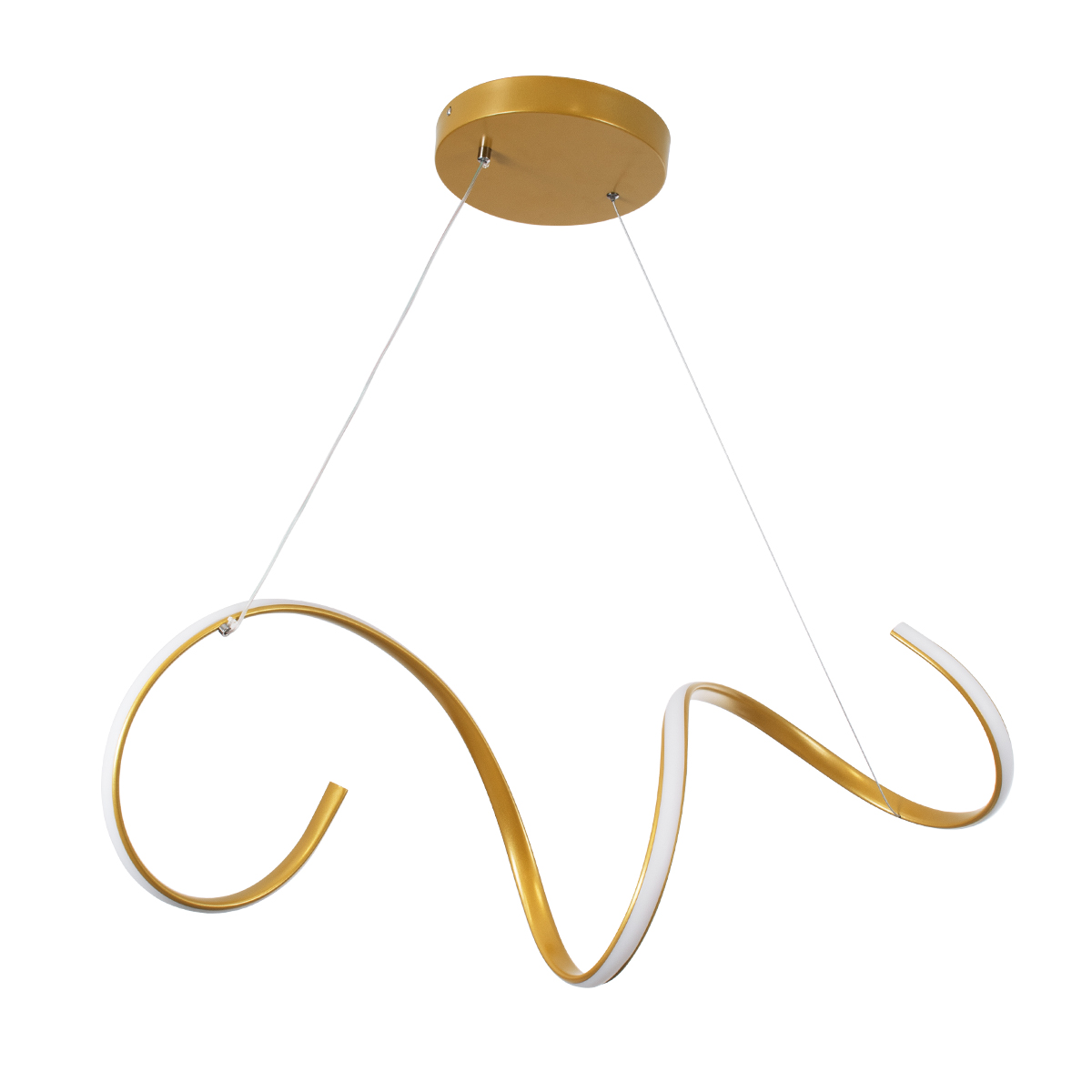 GloboStar® SPIRALE 61286 Κρεμαστό Φωτιστικό Οροφής Design LED CCT 75W 8400lm 300° AC 220-240V - Εναλλαγή Φωτισμού μέσω Τηλεχειριστηρίου All In One Ψυχρό 6000k+Φυσικό 4500k+Θερμό 2700k Dimmable Μ72 x Π25 x Υ30cm - Χρυσό Βούρτσας - 3 Years Warranty