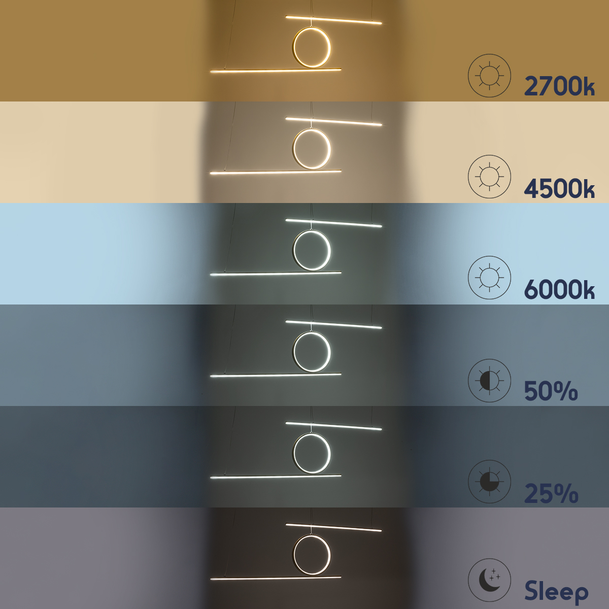 GloboStar® TEREZA 61288 Κρεμαστό Φωτιστικό Οροφής Design LED CCT 67W 7504lm 300° AC 220-240V - Εναλλαγή Φωτισμού μέσω Τηλεχειριστηρίου All In One Ψυχρό 6000k+Φυσικό 4500k+Θερμό 2700K Dimmable Μ110 x Π4.5 x Υ34cm - Μαύρο - 3 Χρόνια Εγγύηση