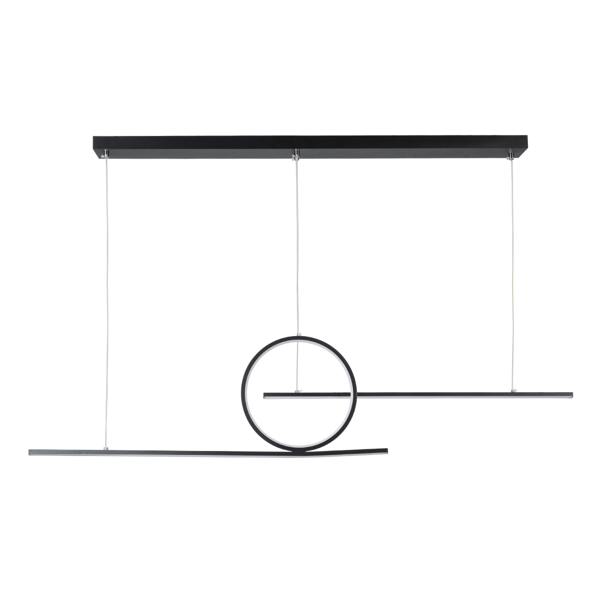 GloboStar® TEREZA 61288 Κρεμαστό Φωτιστικό Οροφής Design LED CCT 67W 7504lm 300° AC 220-240V - Εναλλαγή Φωτισμού μέσω Τηλεχειριστηρίου All In One Ψυχρό 6000k+Φυσικό 4500k+Θερμό 2700K Dimmable Μ110 x Π4.5 x Υ34cm - Μαύρο - 3 Χρόνια Εγγύηση