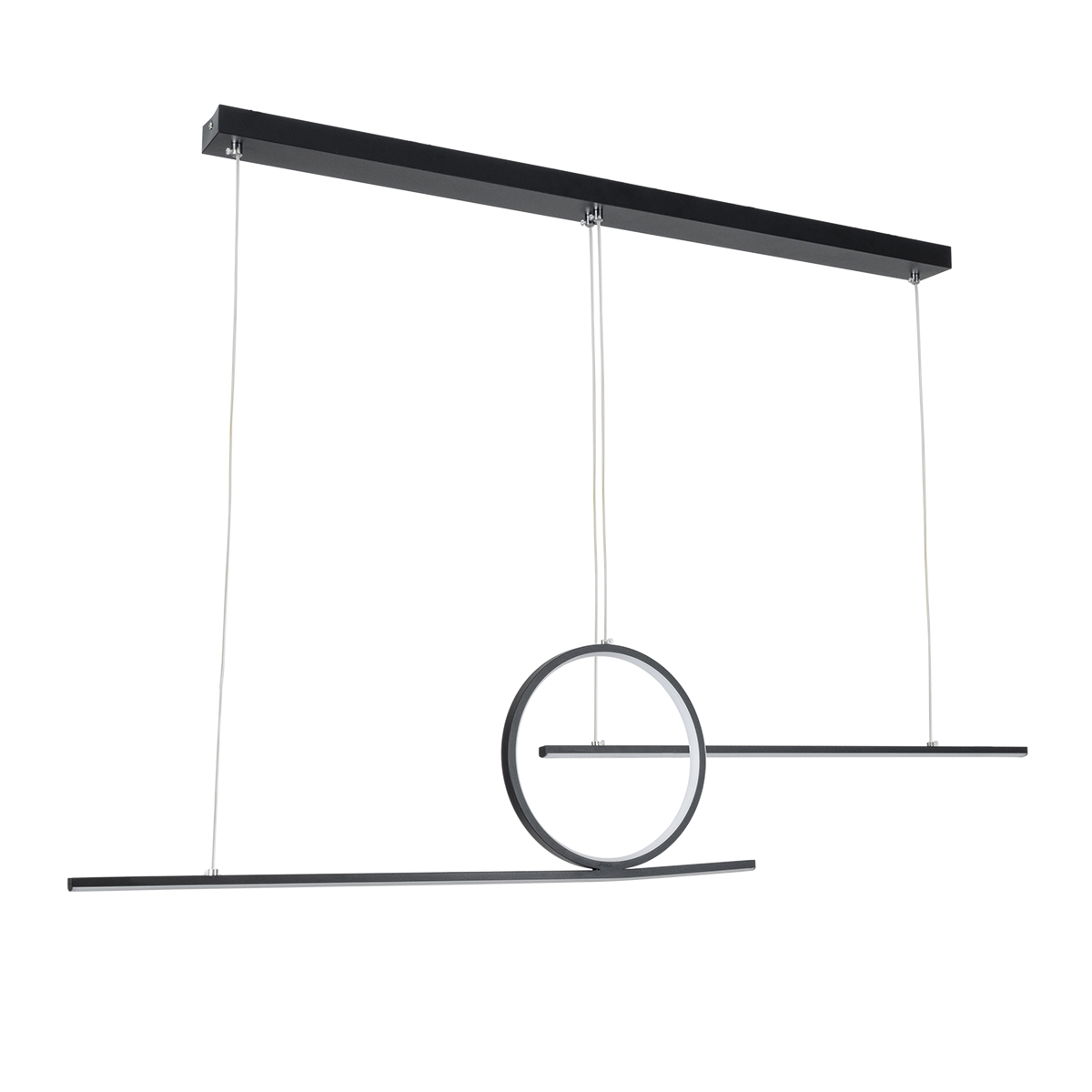 GloboStar® TEREZA 61288 Κρεμαστό Φωτιστικό Οροφής Design LED CCT 67W 7504lm 300° AC 220-240V - Εναλλαγή Φωτισμού μέσω Τηλεχειριστηρίου All In One Ψυχρό 6000k+Φυσικό 4500k+Θερμό 2700K Dimmable Μ110 x Π4.5 x Υ34cm - Μαύρο - 3 Χρόνια Εγγύηση