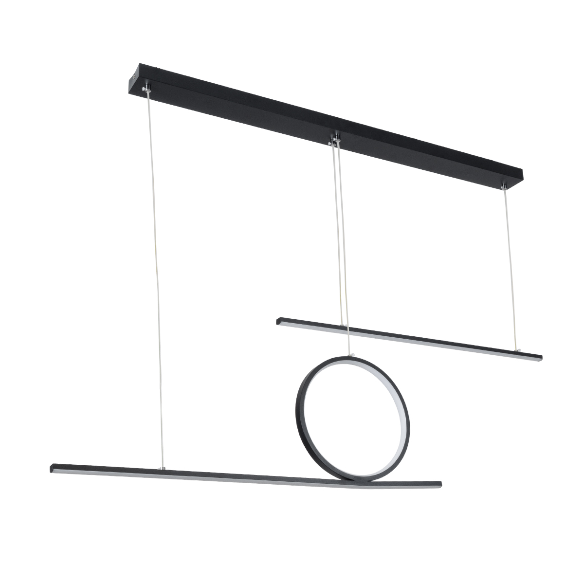 GloboStar® TEREZA 61288 Κρεμαστό Φωτιστικό Οροφής Design LED CCT 67W 7504lm 300° AC 220-240V - Εναλλαγή Φωτισμού μέσω Τηλεχειριστηρίου All In One Ψυχρό 6000k+Φυσικό 4500k+Θερμό 2700K Dimmable Μ110 x Π4.5 x Υ34cm - Μαύρο - 3 Χρόνια Εγγύηση