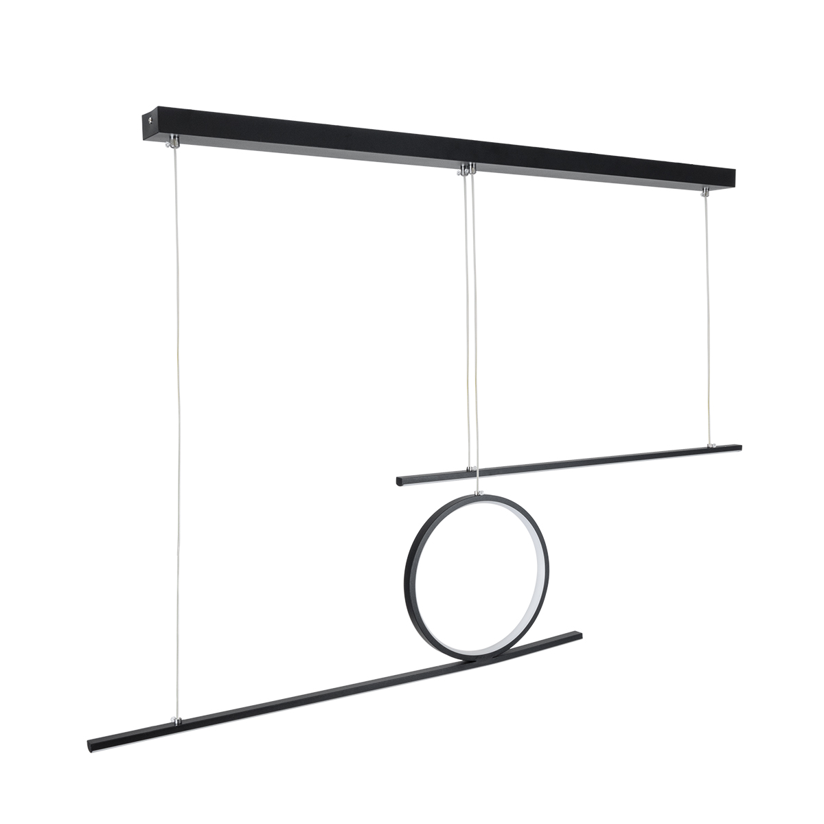 GloboStar® TEREZA 61288 Κρεμαστό Φωτιστικό Οροφής Design LED CCT 67W 7504lm 300° AC 220-240V - Εναλλαγή Φωτισμού μέσω Τηλεχειριστηρίου All In One Ψυχρό 6000k+Φυσικό 4500k+Θερμό 2700K Dimmable Μ110 x Π4.5 x Υ34cm - Μαύρο - 3 Χρόνια Εγγύηση