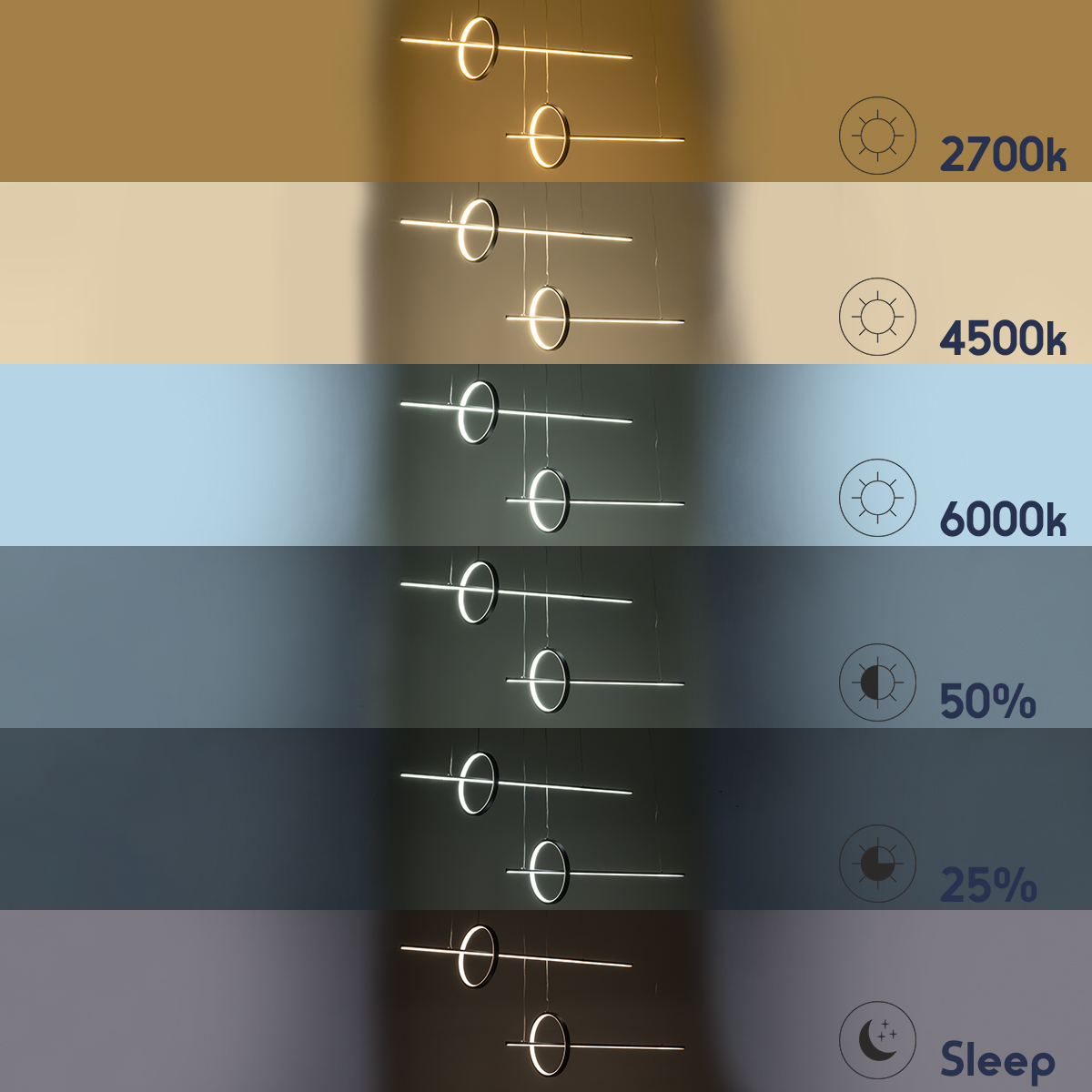 GloboStar® LINEARE 61290 Κρεμαστό Φωτιστικό Οροφής Design LED CCT 67W 7504lm 300° AC 220-240V - Εναλλαγή Φωτισμού μέσω Τηλεχειριστηρίου All In One Ψυχρό 6000k+Φυσικό 4500k+Θερμό 2700k Dimmable Μ130 x Π25 x Υ60cm - Μαύρο - 3 Years Warranty