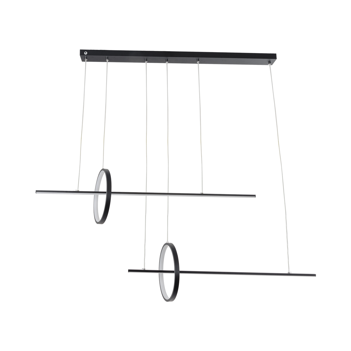 GloboStar® LINEARE 61290 Κρεμαστό Φωτιστικό Οροφής Design LED CCT 67W 7504lm 300° AC 220-240V - Εναλλαγή Φωτισμού μέσω Τηλεχειριστηρίου All In One Ψυχρό 6000k+Φυσικό 4500k+Θερμό 2700k Dimmable Μ130 x Π25 x Υ60cm - Μαύρο - 3 Years Warranty