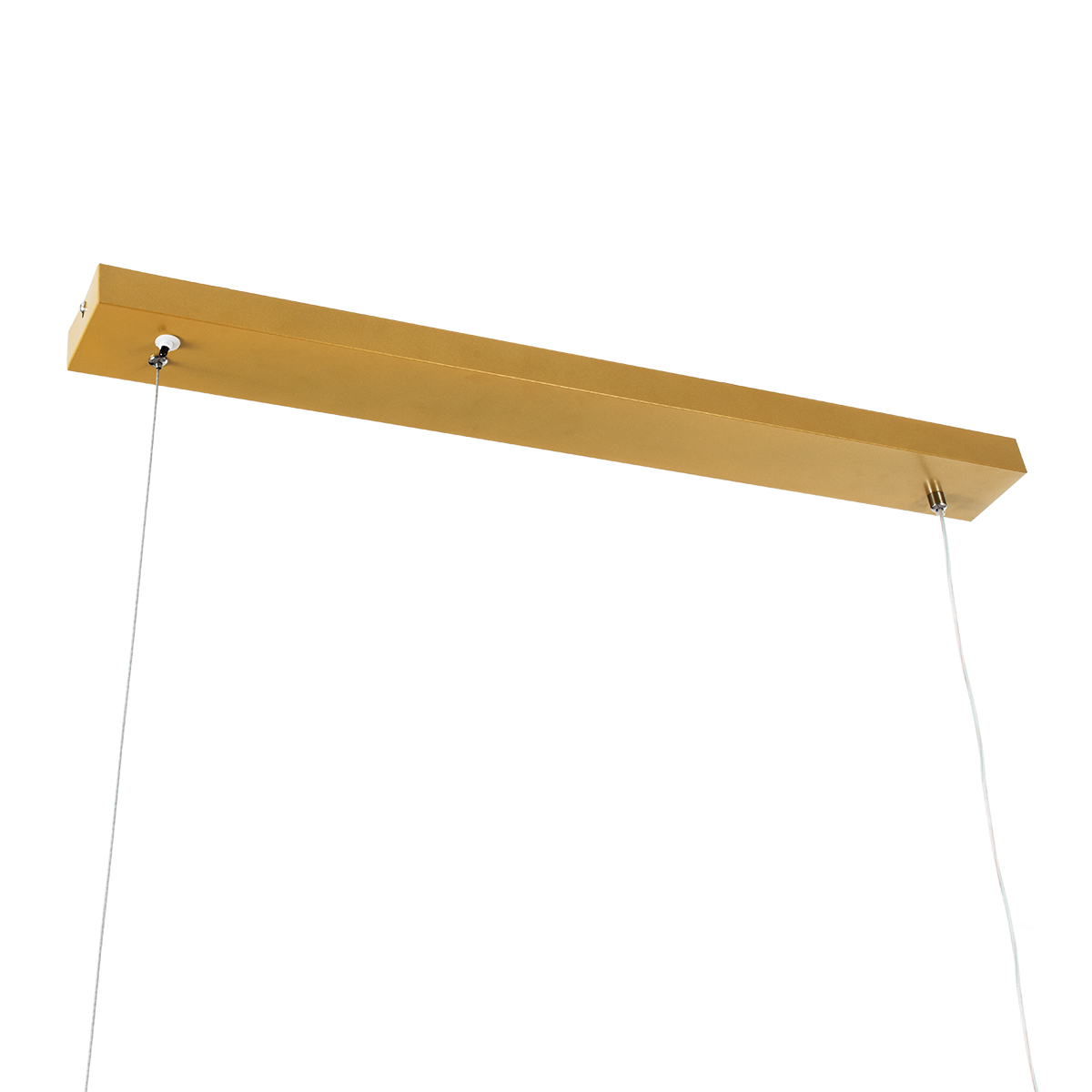 GloboStar® WINDY 61293 Κρεμαστό Φωτιστικό Οροφής Design LED CCT 67W 7504lm 300° AC 220-240V - Εναλλαγή Φωτισμού μέσω Τηλεχειριστηρίου All In One Ψυχρό 6000k+Φυσικό 4500k+Θερμό 2700k Dimmable Μ120 x Π4 x Υ30cm - Χρυσό Βούρτσας - 3 Years Warranty