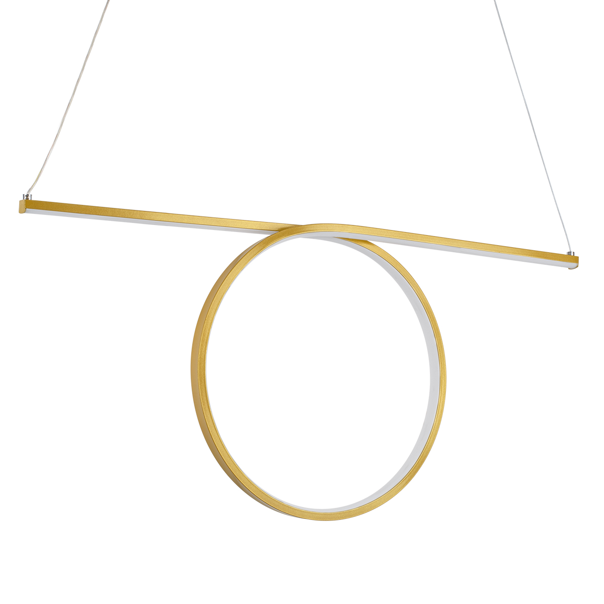 GloboStar® ROME 61297 Κρεμαστό Φωτιστικό Οροφής Linear Design LED CCT 24W 2640lm 200° AC 220-240V - Εναλλαγή Φωτισμού μέσω Διακόπτη On/Off All In One Ψυχρό 6000k+Φυσικό 4500k+Θερμό 2700k Μ65.5 x Π4 x Υ33cm - Χρυσό Βούρτσας - 3 Years Warranty