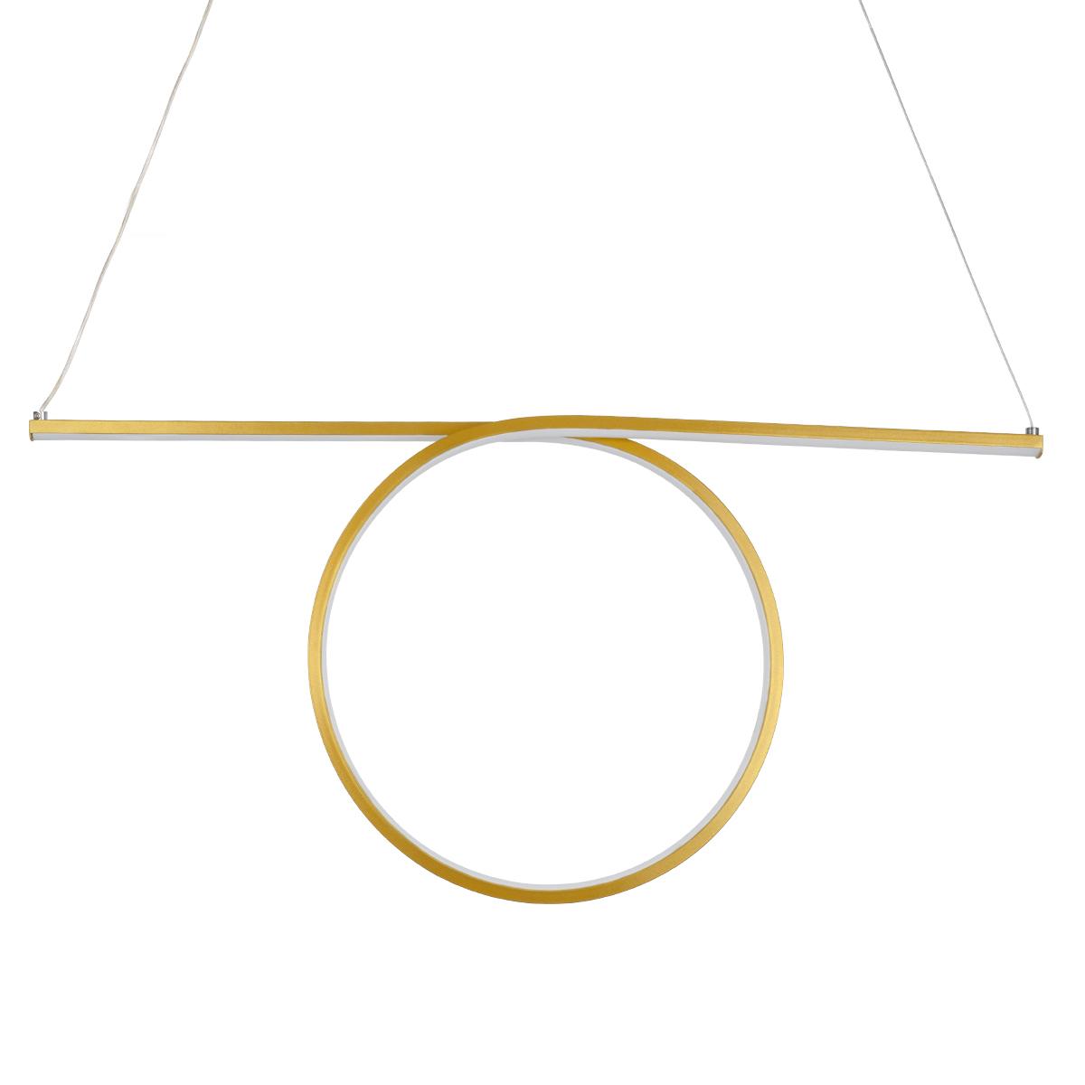 GloboStar® ROME 61297 Κρεμαστό Φωτιστικό Οροφής Linear Design LED CCT 24W 2640lm 200° AC 220-240V - Εναλλαγή Φωτισμού μέσω Διακόπτη On/Off All In One Ψυχρό 6000k+Φυσικό 4500k+Θερμό 2700k Μ65.5 x Π4 x Υ33cm - Χρυσό Βούρτσας - 3 Years Warranty