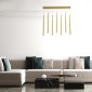 GloboStar® TEARS 61312 Κρεμαστό Φωτιστικό Οροφής Design LED CCT 21W 2310lm 180° AC 220-240V - Εναλλαγή Φωτισμού μέσω Τηλεχειριστηρίου All In One Ψυχρό 6000k+Φυσικό 4500k+Θερμό 2700k Dimmable Μ70 x Π3.2 x Υ60cm - Χρυσό Βούρτσας - 3 Years Warranty