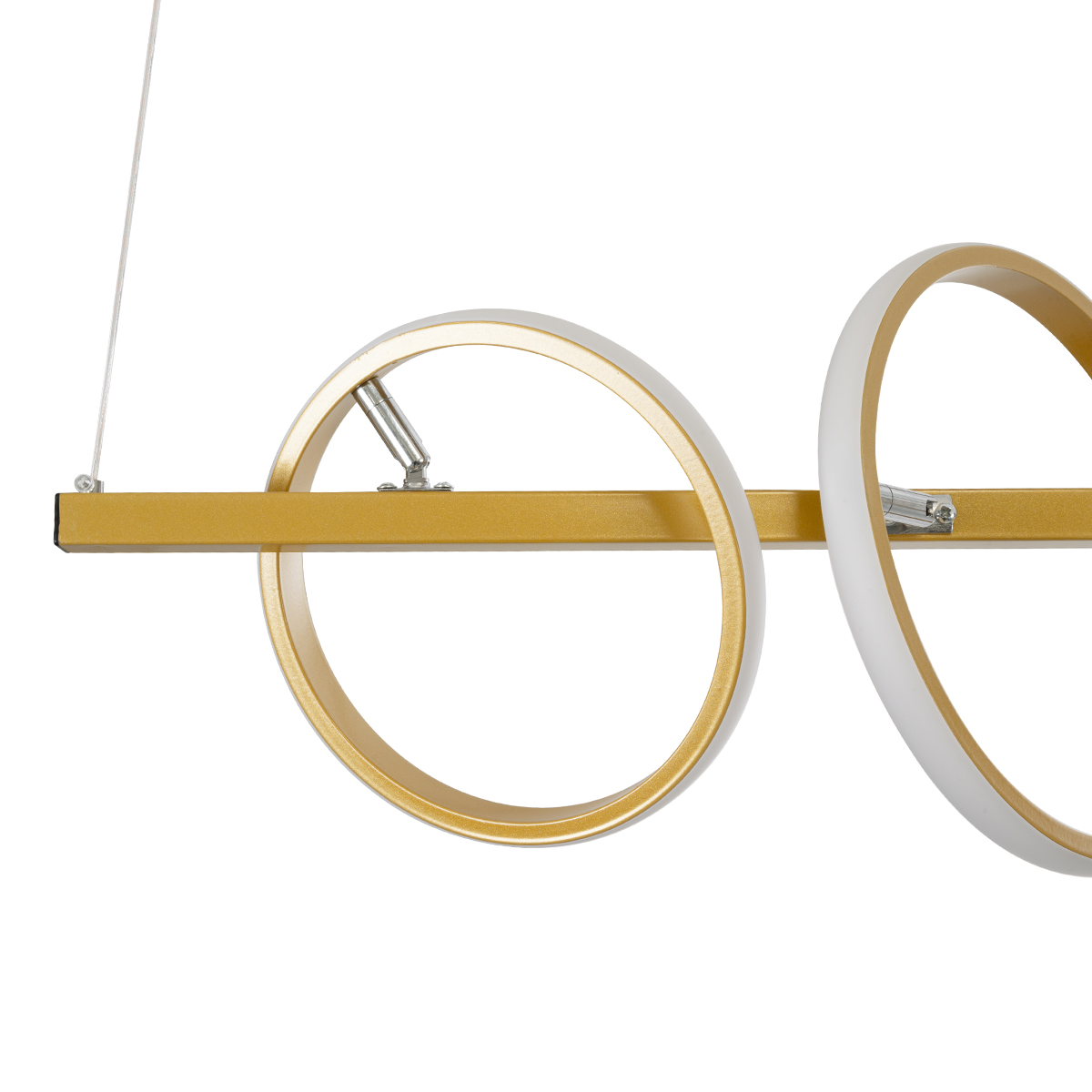 GloboStar® CIRCOLARE 61322 Κρεμαστό Φωτιστικό Οροφής Design LED CCT 75W 8400lm 360° AC 220-240V - Εναλλαγή Φωτισμού μέσω Τηλεχειριστηρίου All In One Ψυχρό 6000k+Φυσικό 4500k+Θερμό 2700k Dimmable Μ120 x Π25 x Υ25cm - Χρυσό - 3 Χρόνια Εγγύηση