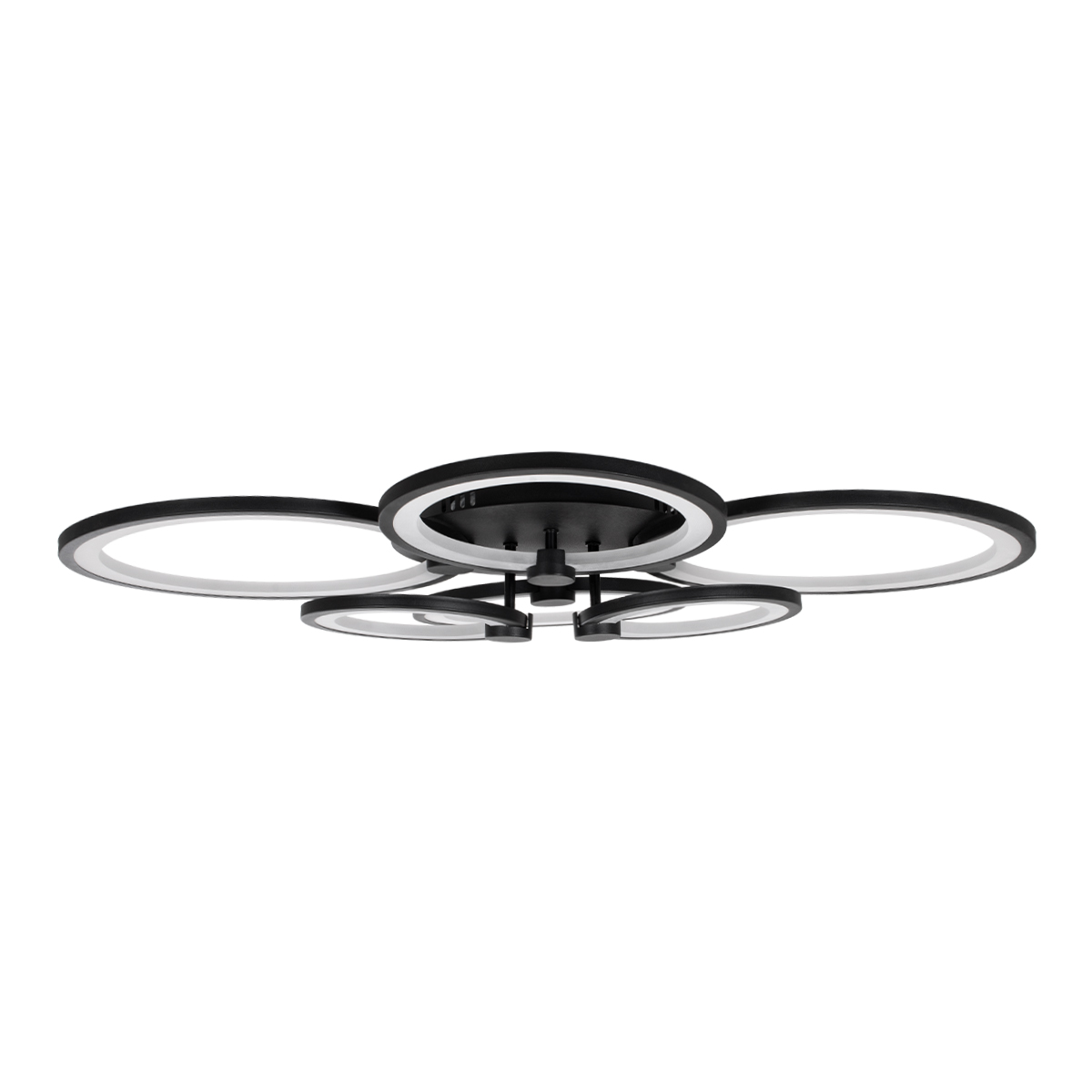 GloboStar® ROYAL-R 61323 Φωτιστικό Οροφής Design LED CCT 135W 16200lm 360° AC 220-240V - Εναλλαγή Φωτισμού μέσω Τηλεχειριστηρίου All In One Ψυχρό 6000k+Φυσικό 4500k+Θερμό 2700k Dimmable Μ80.5 x Π59 x Υ12cm - Μαύρο - 3 Years Warranty