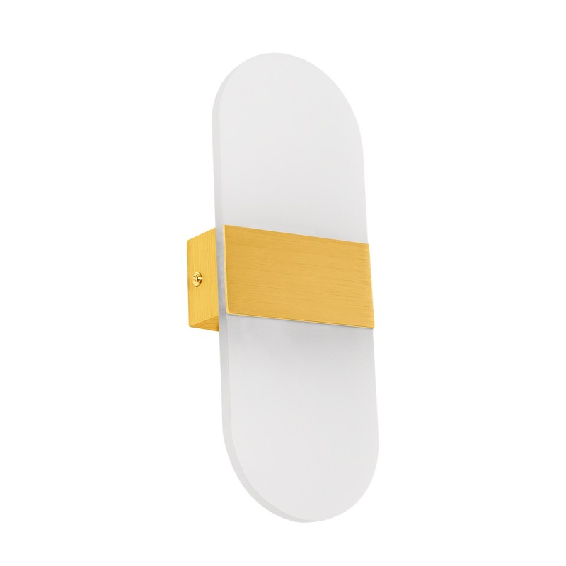 GLOBOSTAR® RARE 61338 Μοντέρνο Φωτιστικό Τοίχου - Απλίκα LED 5W 600lm 180° AC 220-240V IP20 Ρυθμιζόμενο Λευκό CCT με On/Off 2700K/4500K/6000K - Lumileds SMD Chip - Χρυσό Βούρτσας - Μ10 x Π4 x Υ27cm - 3 Χρόνια Εγγύηση