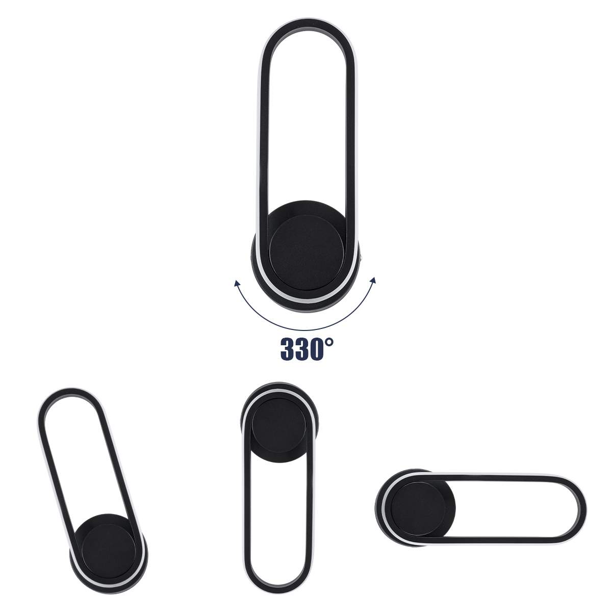 GloboStar® DALLAS 61345 Φωτιστικό Τοίχου - Απλίκα Design LED CCT 12W 1440lm 360° AC 220-240V - Εναλλαγή Φωτισμού μέσω Διακόπτη On/Off All In One Ψυχρό 6000k+Φυσικό 4500k+Θερμό 2700k Μ12 x Π6.5 x Υ32cm - Μαύρο - 3 Years Warranty