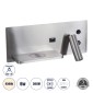 GloboStar® PALADIN 61355 Μοντέρνο Φωτιστικό Τοίχου - Απλίκα Ξενοδοχείου Bed Side LED 6W 720lm 36° AC 220-240V - Reading Light & Κρυφός Φωτισμός - Φορτιστές USB 3A & Wireless 20W - Μ30 x Π11 x Υ12cm - Φυσικό Λευκό 4500K - Νίκελ Βούρτσας - Αριστερό