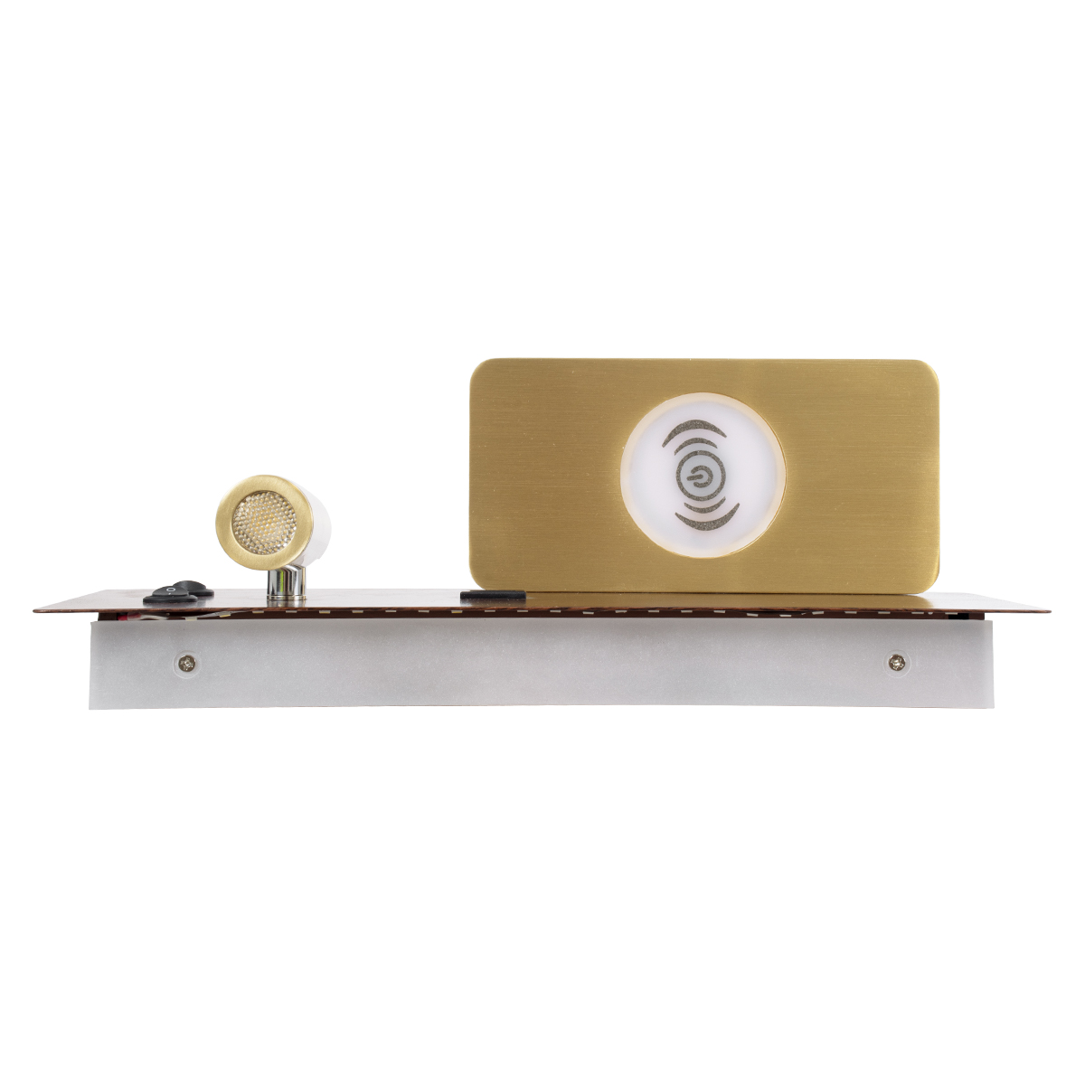 GloboStar® PALADIN 61361 Μοντέρνο Φωτιστικό Τοίχου - Απλίκα Ξενοδοχείου Bed Side LED 6W 720lm 36° AC 220-240V - Reading Light & Κρυφός Φωτισμός - Φορτιστές USB 3A & Wireless 20W - Μ30 x Π11 x Υ12cm - Φυσικό Λευκό 4500K - Ξύλο & Χρυσό - Αριστερ