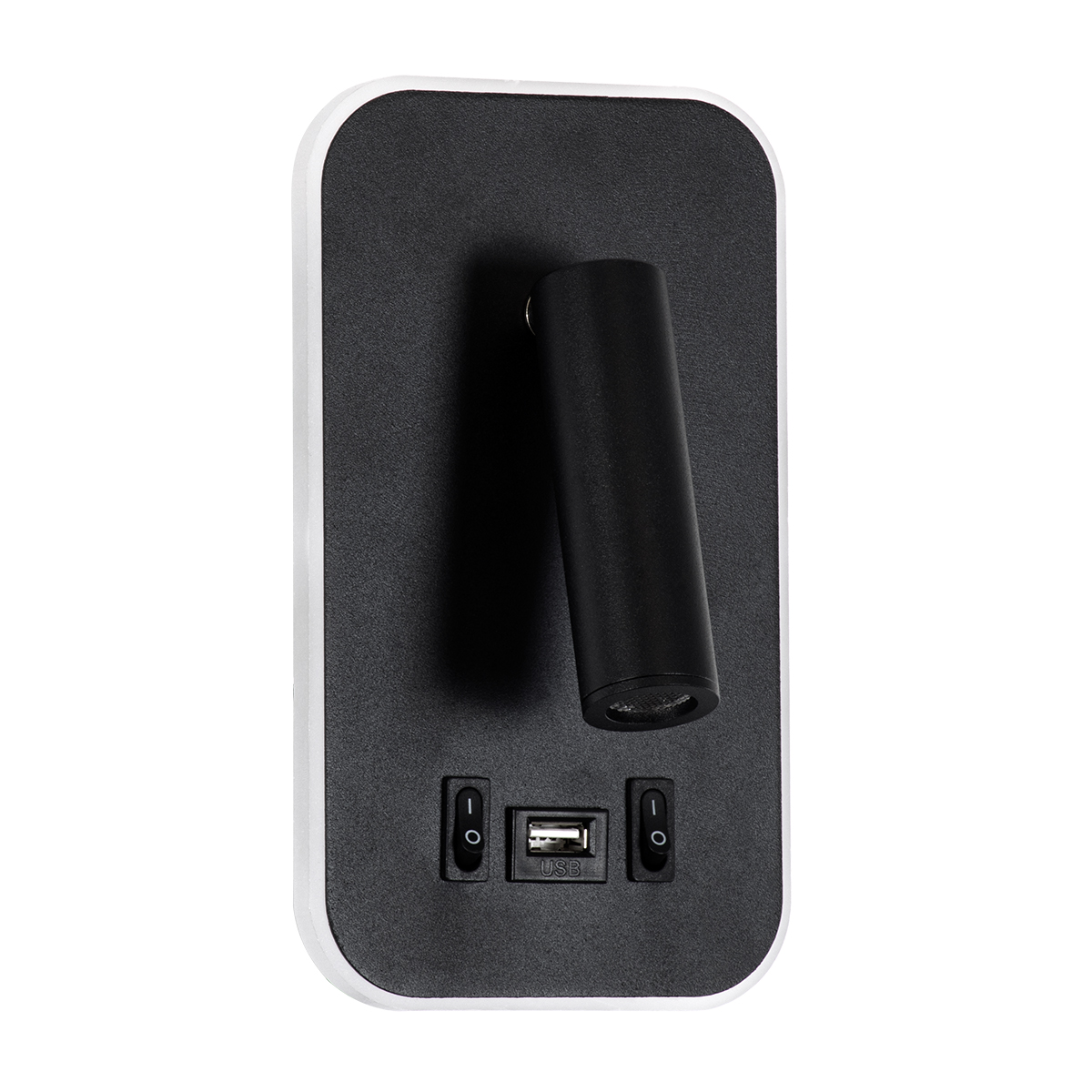 GloboStar® LADY-O 61363 Μοντέρνο Φωτιστικό Τοίχου - Απλίκα Ξενοδοχείου Bed Side LED 10W 1000lm 36° & 360° AC 220-240V - Reading Light & Κρυφός Φωτισμός - Φορτιστής USB 3A - Μ10.5 x Π10 x Υ18.5cm - Φυσικό Λευκό 4500K - Μαύρο - 3 Χρόνια Εγγύηση