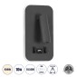 GloboStar® LADY-O 61365 Μοντέρνο Φωτιστικό Τοίχου - Απλίκα Ξενοδοχείου Bed Side LED 10W 1000lm 36° & 360° AC 220-240V - Reading Light & Κρυφός Φωτισμός - Φορτιστής USB 3A - Μ10.5 x Π10 x Υ18.5cm - Φυσικό Λευκό 4500K - Γκρι Ανθρακί - 3 Χρόνια Εγγύη