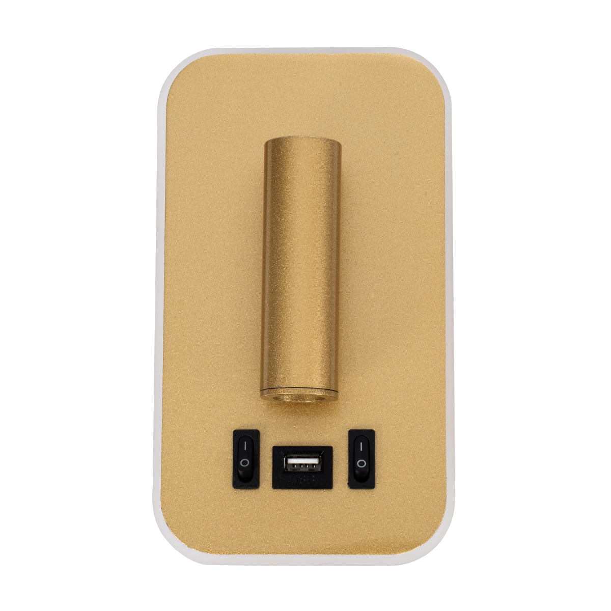 GloboStar® LADY-O 61366 Μοντέρνο Φωτιστικό Τοίχου - Απλίκα Ξενοδοχείου Bed Side LED 10W 1000lm 36° & 360° AC 220-240V - Reading Light & Κρυφός Φωτισμός - Φορτιστής USB 3A - Μ10.5 x Π10 x Υ18.5cm - Φυσικό Λευκό 4500K - Χρυσό Βούρτσας - 3 Χρόνια Εγγ