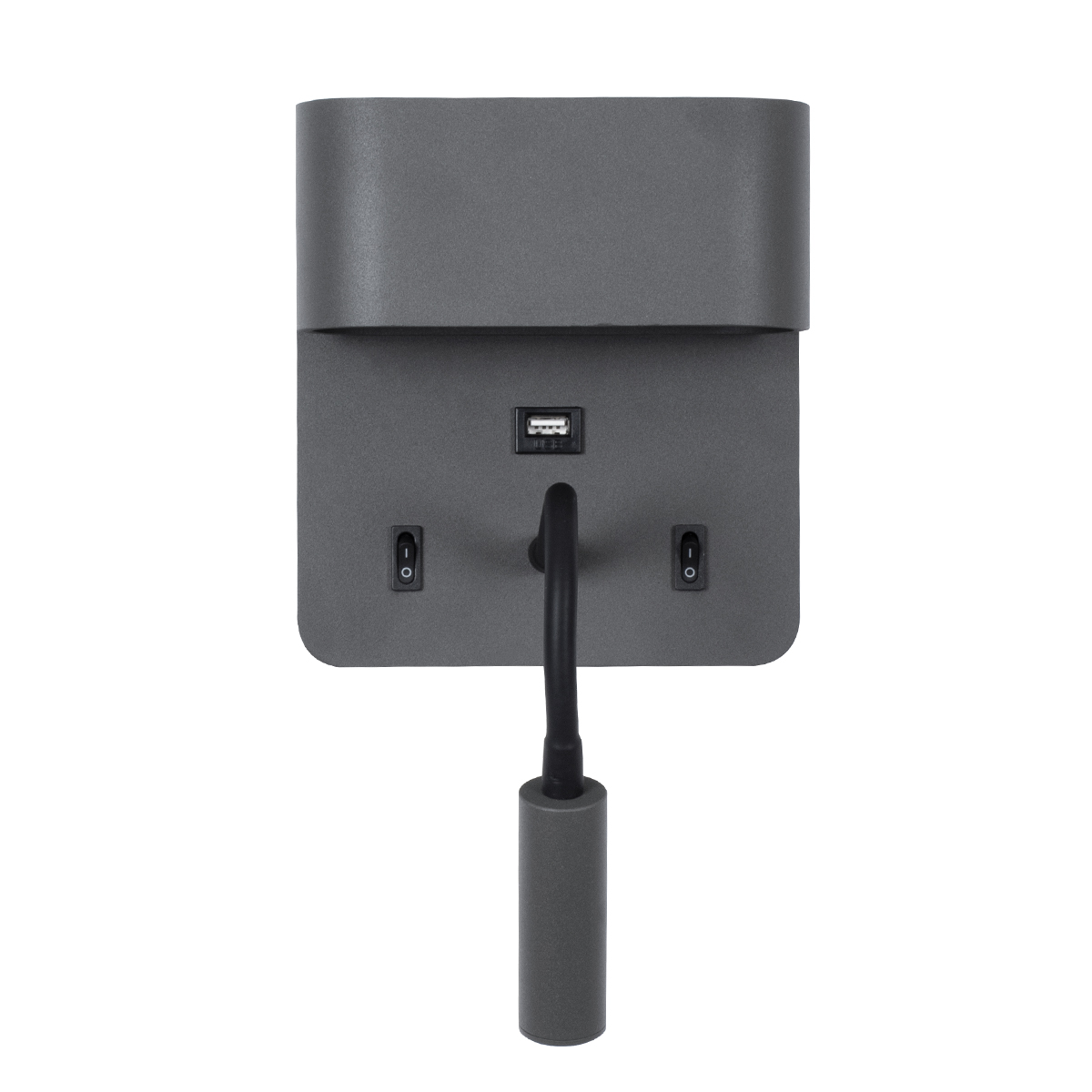 GloboStar® IBIS 61369 Μοντέρνο Φωτιστικό Τοίχου - Απλίκα Ξενοδοχείου Bed Side LED 10W 1100lm 36° & 360° AC 220-240V - Reading Light & Up/Down Light - Φορτιστής USB 3A - Μ10 x Π6.1 x Υ18cm - Φυσικό Λευκό 4500K - Γκρι Ανθρακί