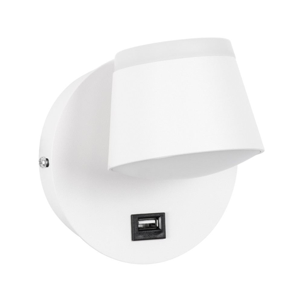 GLOBOSTAR® REGENCY 61374 Μοντέρνο Φωτιστικό Τοίχου - Απλίκα Ξενοδοχείου Reading Light με Φορτιστή USB 3A LED 8W 920lm 120° AC 220-240V IP20 Φυσικό Λευκό 4500K - Λευκό - Μ12 x Π12 x Υ13cm - 3 Χρόνια Εγγύηση