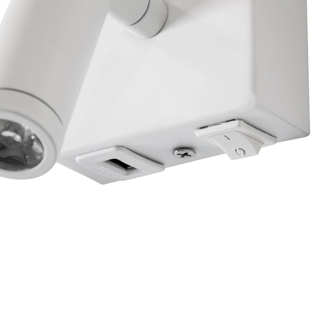 GloboStar® ROULETTE-R 61380 Μοντέρνο Φωτιστικό Τοίχου - Απλίκα Ξενοδοχείου Bed Side LED 3W 360lm & 1 x E27 36° & 360° AC 220-240V - Reading Up/Down Light - Φορτιστής USB 3A - Μ22 x Π23.5 x Υ37cm - Φυσικό Λευκό 4500K - Λευκό με Μπεζ Καπέλο - Σετ 2
