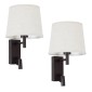 GloboStar® ROULETTE-R 61381 Μοντέρνο Φωτιστικό Τοίχου - Απλίκα Ξενοδοχείου Bed Side LED 3W 360lm & 1 x E27 36° & 360° AC 220-240V - Reading Up/Down Light - Φορτιστής USB 3A - Μ22 x Π23.5 x Υ37cm - Φυσικό Λευκό 4500K - Καφέ με Μπεζ Καπέλο - Σετ 2 Τ