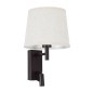 GloboStar® ROULETTE-R 61381 Μοντέρνο Φωτιστικό Τοίχου - Απλίκα Ξενοδοχείου Bed Side LED 3W 360lm & 1 x E27 36° & 360° AC 220-240V - Reading Up/Down Light - Φορτιστής USB 3A - Μ22 x Π23.5 x Υ37cm - Φυσικό Λευκό 4500K - Καφέ με Μπεζ Καπέλο - Σετ 2 Τ