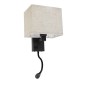 GloboStar® ROULETTE-S 61382 Μοντέρνο Φωτιστικό Τοίχου - Απλίκα Ξενοδοχείου Bed Side LED 3W 360lm & 1 x E27 36° & 360° AC 220-240V - Reading Up/Down Light - Φορτιστής USB 3A - Μ17 x Π20 x Υ37cm - Φυσικό Λευκό 4500K - Μαύρο με Μπεζ Καπέλο - Σετ 2 Τε