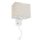 GloboStar® ROULETTE-S 61383 Μοντέρνο Φωτιστικό Τοίχου - Απλίκα Ξενοδοχείου Bed Side LED 3W 360lm & 1 x E27 36° & 360° AC 220-240V - Reading Up/Down Light - Φορτιστής USB 3A - Μ17 x Π20 x Υ37cm - Φυσικό Λευκό 4500K - Λευκό με Μπεζ Καπέλο - Σετ 2 Τε