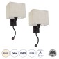 GloboStar® ROULETTE-S 61384 Μοντέρνο Φωτιστικό Τοίχου - Απλίκα Ξενοδοχείου Bed Side LED 3W 360lm & 1 x E27 36° & 360° AC 220-240V - Reading Up/Down Light - Φορτιστής USB 3A - Μ17 x Π20 x Υ37cm - Φυσικό Λευκό 4500K - Καφέ με Μπεζ Καπέλο - Σετ 2 Τεμ