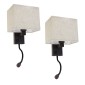 GloboStar® ROULETTE-S 61384 Μοντέρνο Φωτιστικό Τοίχου - Απλίκα Ξενοδοχείου Bed Side LED 3W 360lm & 1 x E27 36° & 360° AC 220-240V - Reading Up/Down Light - Φορτιστής USB 3A - Μ17 x Π20 x Υ37cm - Φυσικό Λευκό 4500K - Καφέ με Μπεζ Καπέλο - Σετ 2 Τεμ