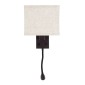 GloboStar® ROULETTE-S 61384 Μοντέρνο Φωτιστικό Τοίχου - Απλίκα Ξενοδοχείου Bed Side LED 3W 360lm & 1 x E27 36° & 360° AC 220-240V - Reading Up/Down Light - Φορτιστής USB 3A - Μ17 x Π20 x Υ37cm - Φυσικό Λευκό 4500K - Καφέ με Μπεζ Καπέλο - Σετ 2 Τεμ