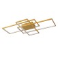 GloboStar® QUADRA 61390 Φωτιστικό Οροφής Design LED CCT 120W 14400lm 120° AC 220-240V - Εναλλαγή Φωτισμού μέσω Τηλεχειριστηρίου All In One Ψυχρό 6000k+Φυσικό 4500k+Θερμό 2700k Dimmable Μ105 x Π60 x Υ19cm - Χρυσό Βούρτσας- 3 Years Warranty