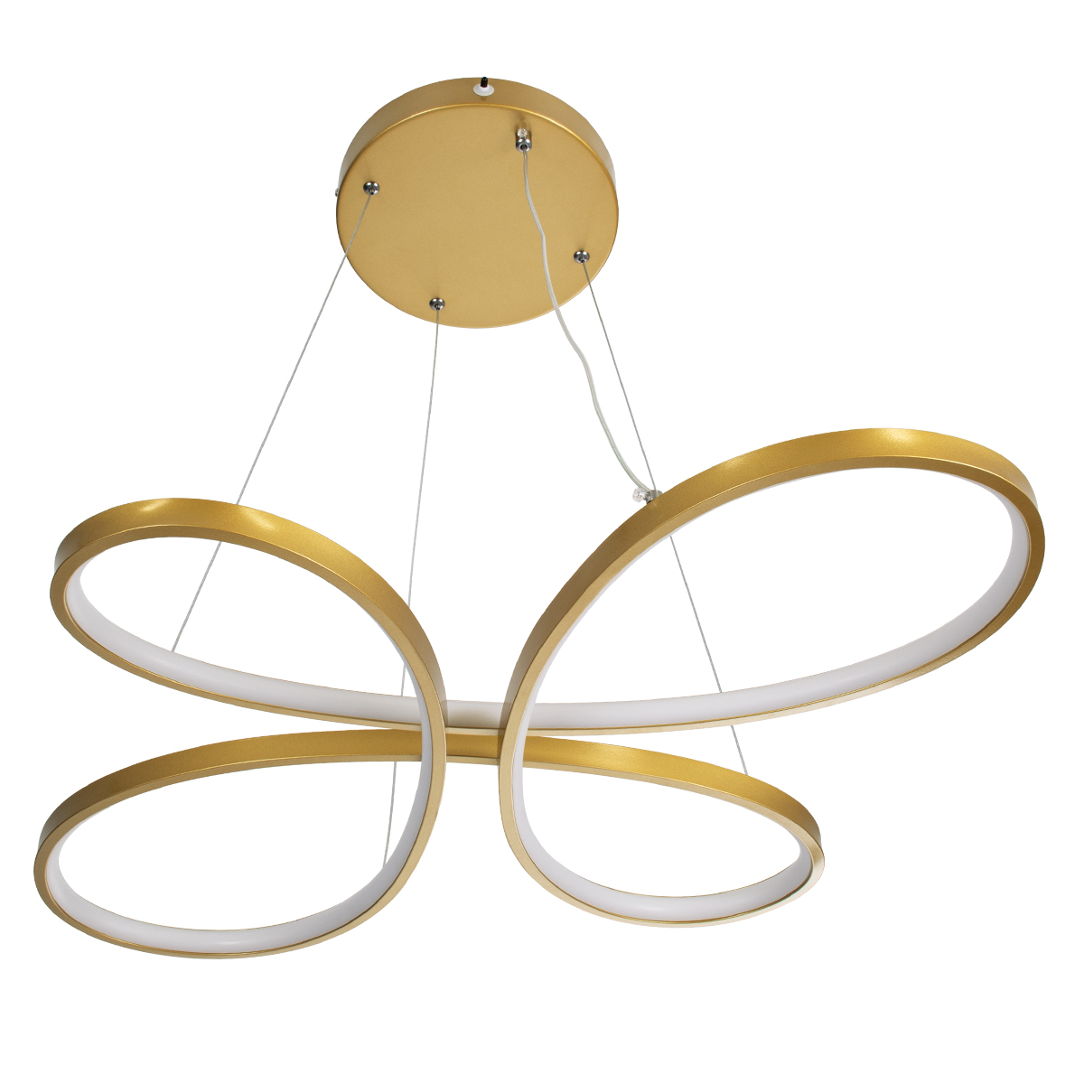 GloboStar® BUTTERFLY 61393 Κρεμαστό Φωτιστικό Οροφής Design LED CCT 75W 8400lm 300° AC 220-240V - Εναλλαγή Φωτισμού μέσω Τηλεχειριστηρίου All In One Ψυχρό 6000k+Φυσικό 4500k+Θερμό 2700k Dimmable Μ71 x Π52 x Υ4cm - Χρυσό Βούρτσας - 3 Years Warranty