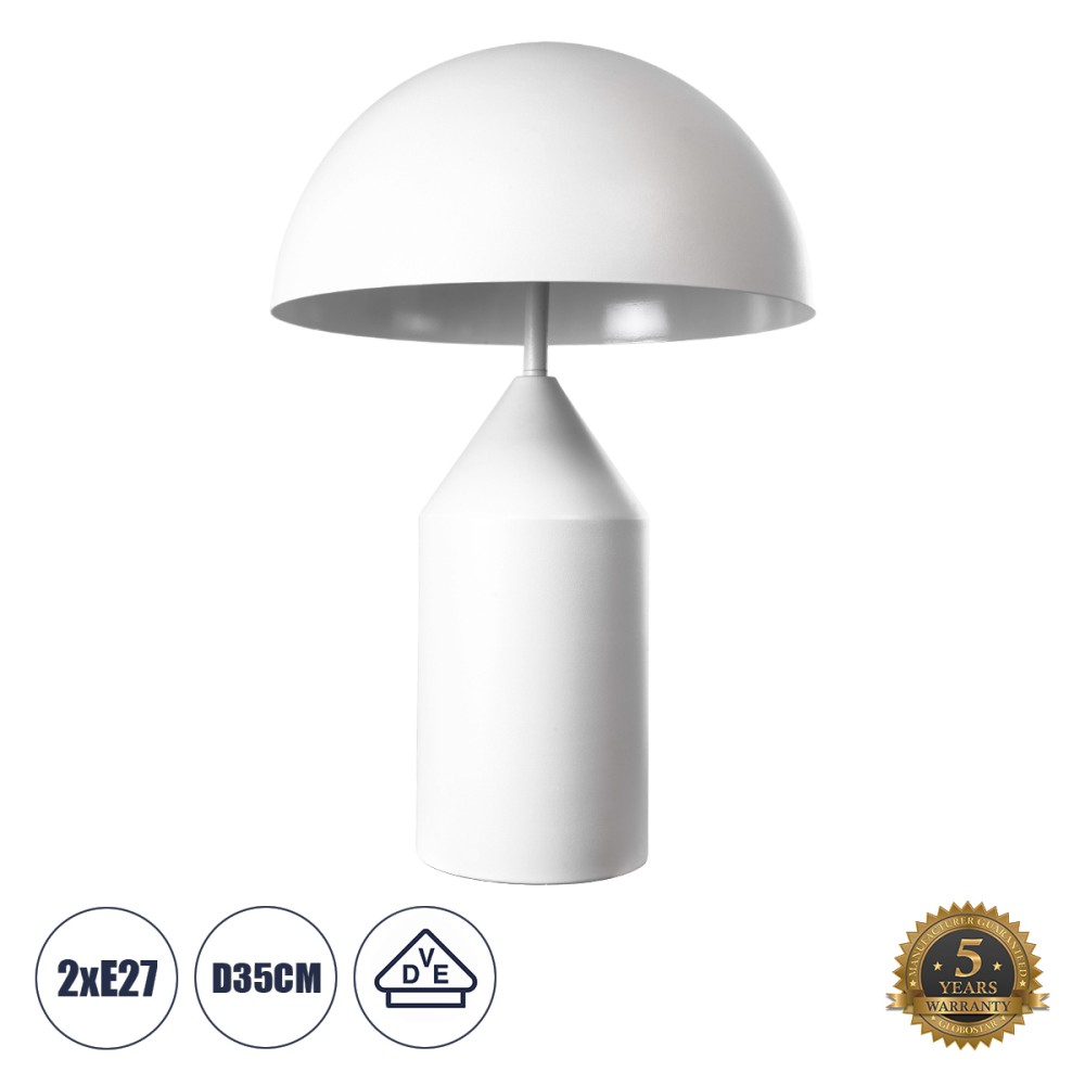 GloboStar® URANUS-M 61454 Μοντέρνο Επιτραπέζιο Φωτιστικό Πορτατίφ Δίφωτο 2 x E27 IP20 Λευκό Μέταλλο - Μ35 x Π35 x Υ54cm