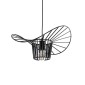 GloboStar® WIDOW 61462 Μοντέρνο Κρεμαστό Φωτιστικό Πλέγμα Μονόφωτο 1 x E27 IP20 Μαύρο Σχοινί με Μαύρο Σύρμα - Μ42 x Π42 x Υ20.5cm