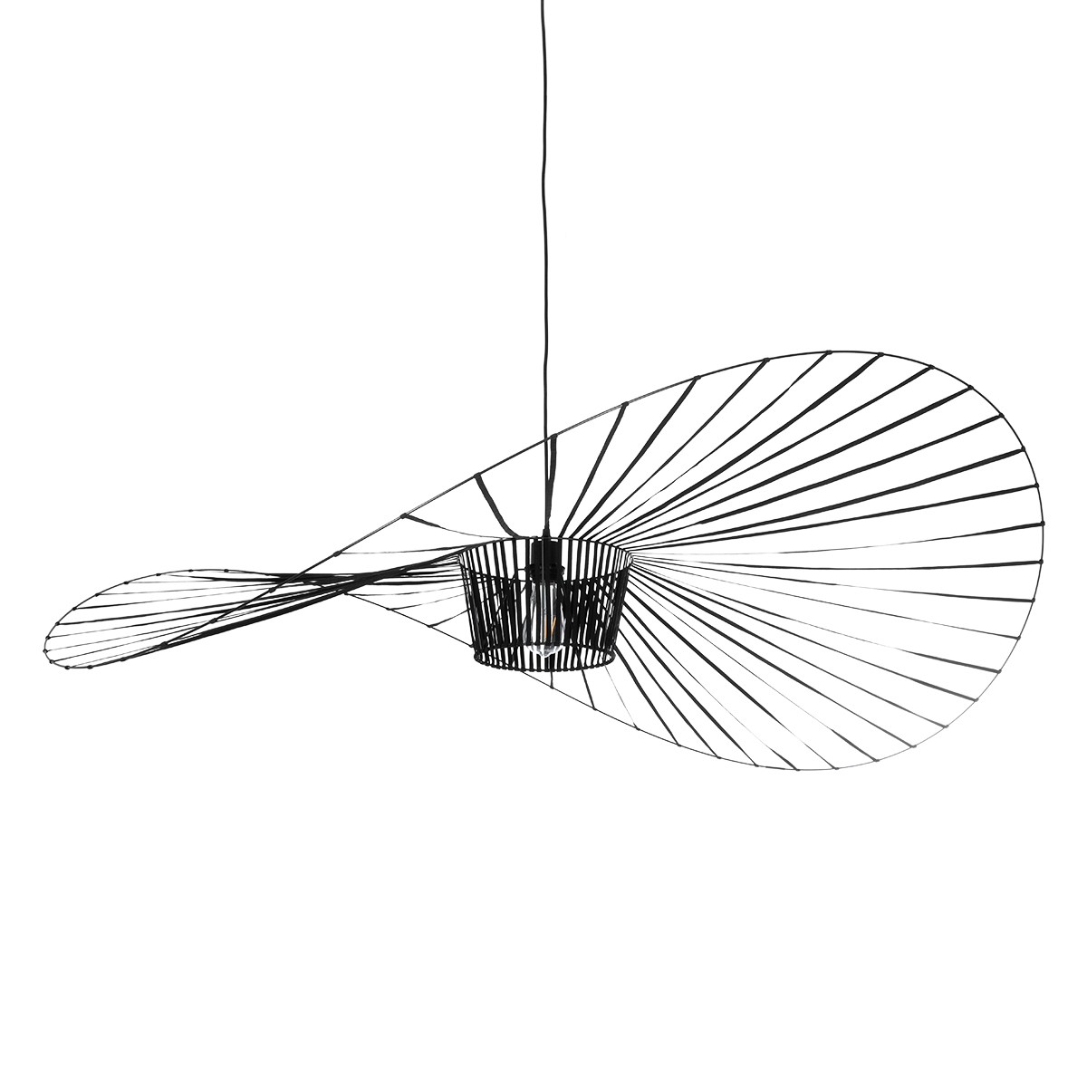 GloboStar® WIDOW 61468 Μοντέρνο Κρεμαστό Φωτιστικό Πλέγμα Μονόφωτο 1 x E27 IP20 Μαύρο Σχοινί με Μαύρο Σύρμα - Μ140 x Π140 x Υ34cm