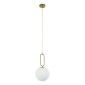 GloboStar® BELLISSIMO 61486 Μοντέρνο Κρεμαστό Φωτιστικό Μπάλα Μονόφωτο 1 x E27 IP20 Λευκό Γυαλί με Χρυσό Μέταλλο - Μ20 x Π20 x Υ42cm