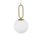 GloboStar® BELLISSIMO 61486 Μοντέρνο Κρεμαστό Φωτιστικό Μπάλα Μονόφωτο 1 x E27 IP20 Λευκό Γυαλί με Χρυσό Μέταλλο - Μ20 x Π20 x Υ42cm