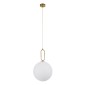 GloboStar® BELLISSIMO 61487 Μοντέρνο Κρεμαστό Φωτιστικό Μπάλα Μονόφωτο 1 x E27 IP20 Λευκό Γυαλί με Χρυσό Μέταλλο - Μ30 x Π30 x Υ52cm
