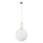 GloboStar® BELLISSIMO 61488 Μοντέρνο Κρεμαστό Φωτιστικό Μπάλα Μονόφωτο 1 x E27 IP20 Λευκό Γυαλί με Χρυσό Μέταλλο - Μ40 x Π40 x Υ62cm