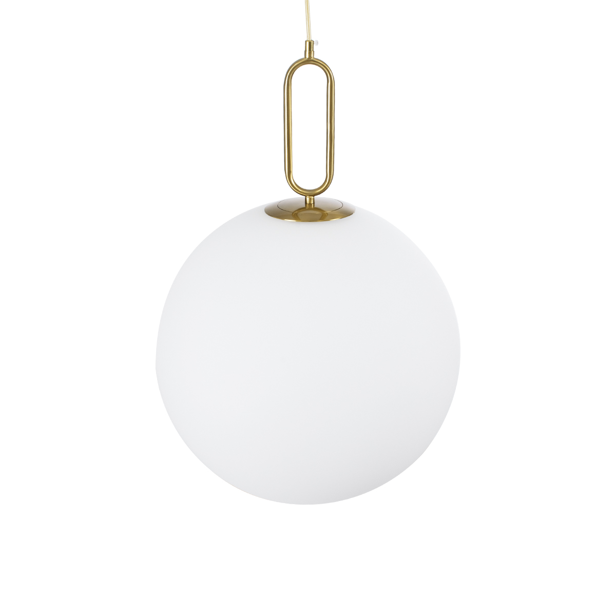 GloboStar® BELLISSIMO 61488 Μοντέρνο Κρεμαστό Φωτιστικό Μπάλα Μονόφωτο 1 x E27 IP20 Λευκό Γυαλί με Χρυσό Μέταλλο - Μ40 x Π40 x Υ62cm