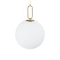 GloboStar® BELLISSIMO 61488 Μοντέρνο Κρεμαστό Φωτιστικό Μπάλα Μονόφωτο 1 x E27 IP20 Λευκό Γυαλί με Χρυσό Μέταλλο - Μ40 x Π40 x Υ62cm