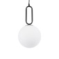 GloboStar® BELLISSIMO 61489 Μοντέρνο Κρεμαστό Φωτιστικό Μπάλα Μονόφωτο 1 x E27 IP20 Λευκό Γυαλί με Μαύρο Μέταλλο - Μ20 x Π20 x Υ42cm