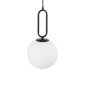 GloboStar® BELLISSIMO 61489 Μοντέρνο Κρεμαστό Φωτιστικό Μπάλα Μονόφωτο 1 x E27 IP20 Λευκό Γυαλί με Μαύρο Μέταλλο - Μ20 x Π20 x Υ42cm