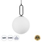 GloboStar® BELLISSIMO 61490 Μοντέρνο Κρεμαστό Φωτιστικό Μπάλα Μονόφωτο 1 x E27 IP20 Λευκό Γυαλί με Μαύρο Μέταλλο - Μ30 x Π30 x Υ52cm