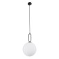 GloboStar® BELLISSIMO 61490 Μοντέρνο Κρεμαστό Φωτιστικό Μπάλα Μονόφωτο 1 x E27 IP20 Λευκό Γυαλί με Μαύρο Μέταλλο - Μ30 x Π30 x Υ52cm