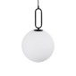 GloboStar® BELLISSIMO 61490 Μοντέρνο Κρεμαστό Φωτιστικό Μπάλα Μονόφωτο 1 x E27 IP20 Λευκό Γυαλί με Μαύρο Μέταλλο - Μ30 x Π30 x Υ52cm
